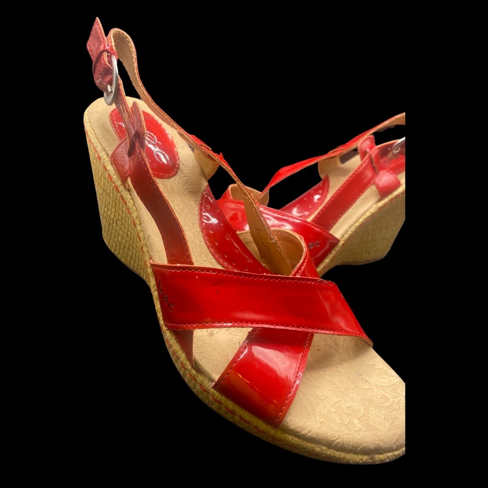 B.ø.c patent Cherry red wedge sandal